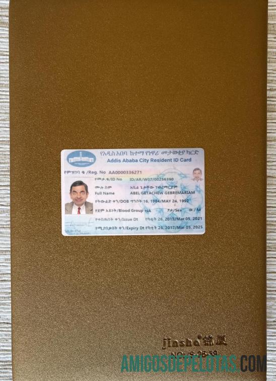Addis Ababa Resident ID Card olhar de foto frente exemplo